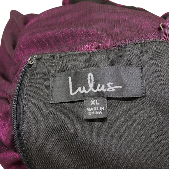 Lulus Ruched Shimmer Mini Dress Magenta Size XL - Picture 10 of 10